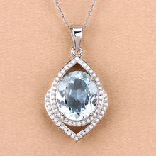 Load image into Gallery viewer, 3.82 Carat Genuine Aquamarine and White Diamond 14K White Gold Pendant
