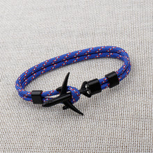 Load image into Gallery viewer, Modern Fashion Airplane Anchor Bracelets Men Charm Rope Chain Paracord Bracelet Women Male Air Force Style Wrap Metal Sport Hook Gift
