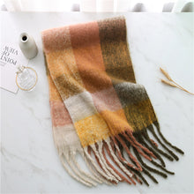 Load image into Gallery viewer, New Luxury Winter Soft Head Wraps Plaid Scarf Shawls Cashmere  Warm Cashmere Scarves Rainbow For Women
