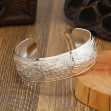 Load image into Gallery viewer, Big Elegant Luxury Amazing Classic Fashion Flower Metal Tibetan Indian Silver Vintage Retro Fashion Cuff Bracelet Bangle For Woman With Details of Animals
