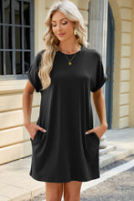 Load image into Gallery viewer, Short Sleeve Mini Dress with Pockets Casual &amp; Stylish Everyday Wear

