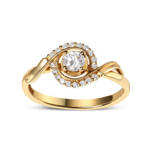 Load image into Gallery viewer, 14K Yellow Gold 1/3 Cttw Diamond Solitaire and Halo Swirl Engagement Ring (G-H Color, VS2-SI1 Clarity)- Size 7
