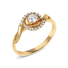 Load image into Gallery viewer, 14K Yellow Gold 1/3 Cttw Diamond Solitaire and Halo Swirl Engagement Ring (G-H Color, VS2-SI1 Clarity)- Size 7
