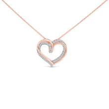 Load image into Gallery viewer, 14K Rose Gold Plated Sterling Silver 1/2 Cttw Diamond Open Heart Pendant Necklace

