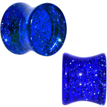Load image into Gallery viewer, 00G Blue Glitter Acrylic Saddle Plug Pair
