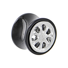 Load image into Gallery viewer, Black Acrylic No. 2 WHEEL FRAME Saddle Plug 00G to 20mm
