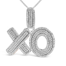 Load image into Gallery viewer, Sterling Silver 1/4 Cttw Diamond PavÃ© XO Pendant Necklace
