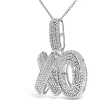 Load image into Gallery viewer, Sterling Silver 1/4 Cttw Diamond PavÃ© XO Pendant Necklace
