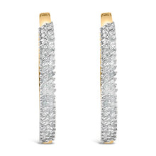Load image into Gallery viewer, 14K Yellow Gold Plated .925 Sterling Silver 1.0 Cttw Baguette Diamond Hoop Earrings
