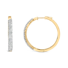 Load image into Gallery viewer, 14K Yellow Gold Plated .925 Sterling Silver 1.0 Cttw Baguette Diamond Hoop Earrings
