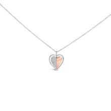 Load image into Gallery viewer, 10K Rose Gold Plated Sterling Silver 1/5 Cttw Diamond Two-Tone Heart Pendant Necklace
