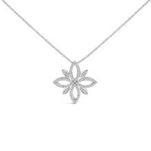 Load image into Gallery viewer, Sterling Silver 1/2 Cttw Diamond Floral Cross Pendant Necklace
