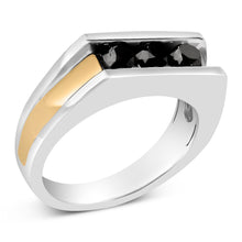 Load image into Gallery viewer, Men's 14K Yellow Gold Plated Sterling Silver 1-1/2 Cttw Black Diamond Channel Set Band Ring
