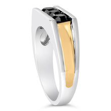 Load image into Gallery viewer, Men's 14K Yellow Gold Plated Sterling Silver 1-1/2 Cttw Black Diamond Channel Set Band Ring
