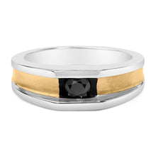 Load image into Gallery viewer, Men's 14K Yellow Gold Plated Sterling Silver 1/2 Cttw Black Diamond Band Ring
