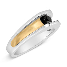 Load image into Gallery viewer, Men's 14K Yellow Gold Plated Sterling Silver 1/2 Cttw Black Diamond Band Ring
