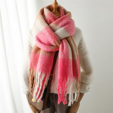 Load image into Gallery viewer, New Luxury Winter Soft Head Wraps Plaid Scarf Shawls Cashmere  Warm Cashmere Scarves Rainbow For Women
