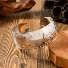 Load image into Gallery viewer, Big Elegant Luxury Amazing Classic Fashion Flower Metal Tibetan Indian Silver Vintage Retro Fashion Cuff Bracelet Bangle For Woman With Details of Animals
