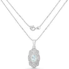 Load image into Gallery viewer, 0.48 Carat Genuine Aquamarine and White Topaz .925 Sterling Silver Pendant
