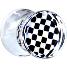 Load image into Gallery viewer, Black and White Checker Inlayed Saddle Plug 2G to 20mm
