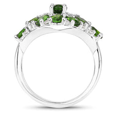 Load image into Gallery viewer, 2.77 Carat Genuine Chrome Diopside and White Zircon .925 Sterling Silver Ring
