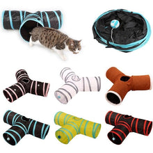 Load image into Gallery viewer, 2/3/4/5 Holes Pet Cat Tunnel Toys Foldable Pet Cat Kitty Training Interactive Fun Toy For Cats Rabbit Animal Play Tunnel Tube For Cats Tunnels for Indoor Cats Cat Tube Collapsible 3 Way Pet Tunnel Great Toy for Cats

