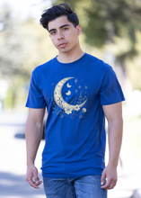 Load image into Gallery viewer, Moons and Stars Boho Flowers Vintage Unisex Bamboo/Cotton Graphic T-Shirt
