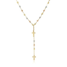 Load image into Gallery viewer, 14k Tri-Color Gold Rosary Chain Necklace
