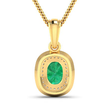 Load image into Gallery viewer, 1.50 Carat Genuine Zambian Emerald and White Diamond 14K Yellow Gold Pendant
