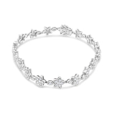 Load image into Gallery viewer, 14K White Gold 1 1/5 Cttw Round Diamond Flower Blossom Link Bracelet (H-I Color, SI1-SI2 Clarity) - Size 7"
