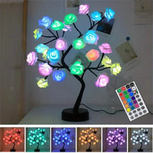 Load image into Gallery viewer, 24 LED RGB 16 Colors Rose Tree Night Light Battery And USB Plug Operated Rose Flower Fairy Lights Remote Control
