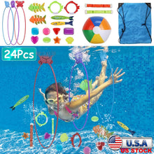 Load image into Gallery viewer, 24-Pieces: Diving Toys Swimming Pool for Aged 3+ Years Old
