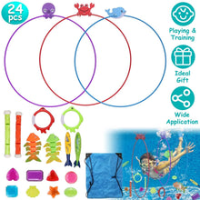 Load image into Gallery viewer, 24-Pieces: Diving Toys Swimming Pool for Aged 3+ Years Old
