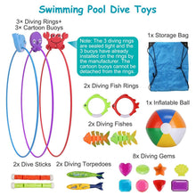 Load image into Gallery viewer, 24-Pieces: Diving Toys Swimming Pool for Aged 3+ Years Old
