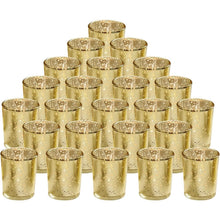 Load image into Gallery viewer, 24-Pieces Gold Votive Tealights Candle Holder Mercury Glass
