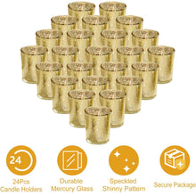 Load image into Gallery viewer, 24-Pieces Gold Votive Tealights Candle Holder Mercury Glass
