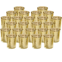 Load image into Gallery viewer, 24-Pieces Gold Votive Tealights Candle Holder Mercury Glass
