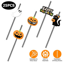 Load image into Gallery viewer, 24-Pieces: Halloween Party Striped Decorative Paper Straws
