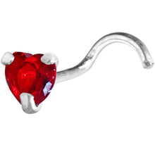 Load image into Gallery viewer, Sterling Silver 925 Light Siam CZ Heart Nose Ring
