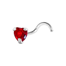 Load image into Gallery viewer, Sterling Silver 925 Light Siam CZ Heart Nose Ring
