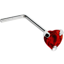Load image into Gallery viewer, Sterling Silver 925 Red CZ Heart L-Shape Nose Ring
