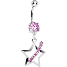 Load image into Gallery viewer, Pink Celestial Skies Star Dangle Belly Ring
