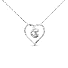 Load image into Gallery viewer, .925 Sterling Silver 1/4 Cttw Brilliant-Cut Diamond Open Heart Twisted Awareness Ribbon 18" Pendant Necklace (H-I Color, I1-I2 Clarity)
