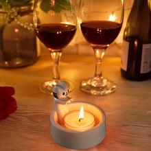 Load image into Gallery viewer, 1pc WhimsyCat Ceramic Kitten Candle Holder - Encaustic Finish Tabletop Animal Theme Decor for Christmas, Halloween, Easter, Thanksgiving, Valentine'S Day
