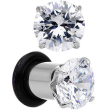 Load image into Gallery viewer, 2G Clear CZ Gem Stainless Steel Single Flare Plug Set
