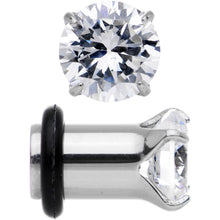Load image into Gallery viewer, 2G Clear CZ Gem Stainless Steel Single Flare Plug Set
