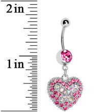 Load image into Gallery viewer, Love's Ascent Pink Butterfly Heart Dangle Belly Ring

