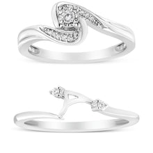 Load image into Gallery viewer, .925 Sterling Silver 1/10 Cttw Diamond Swirl and Bypass Bridal Set Ring and Band (I-J Color, I3 Clarity) - Size 7
