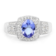 Load image into Gallery viewer, 1.42 Carat Genuine Tanzanite &amp; White Topaz .925 Sterling Silver Ring
