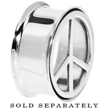 Load image into Gallery viewer, 1 inch Stainless Steel Double Flare Peace Symbol Tunnel
